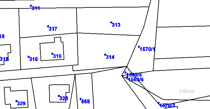 Parcela st. 314 v KÚ Jablůnka, Katastrální mapa