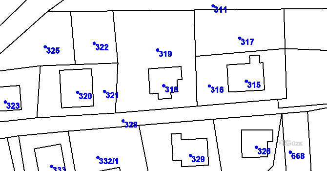 Parcela st. 318 v KÚ Jablůnka, Katastrální mapa