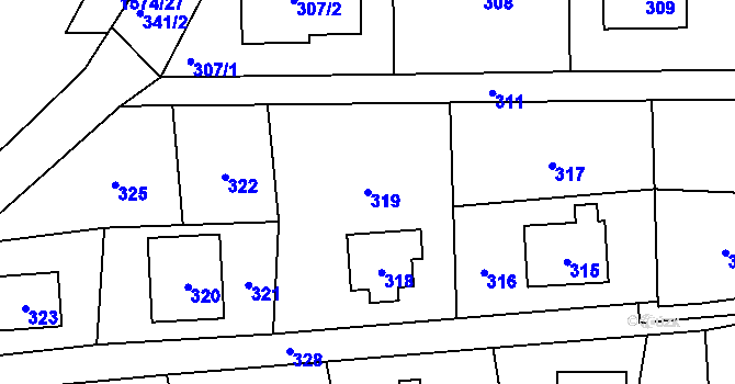 Parcela st. 319 v KÚ Jablůnka, Katastrální mapa