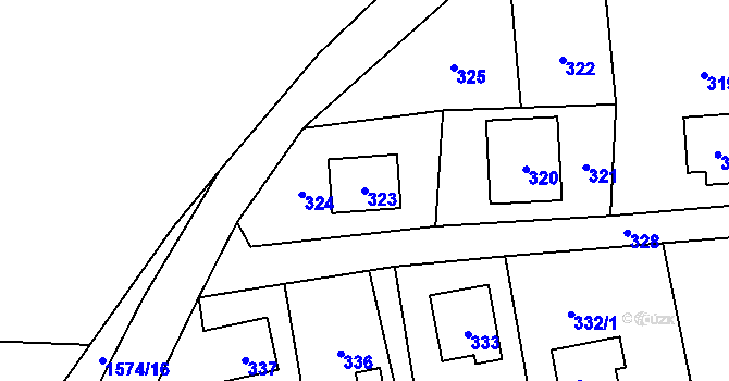 Parcela st. 323 v KÚ Jablůnka, Katastrální mapa