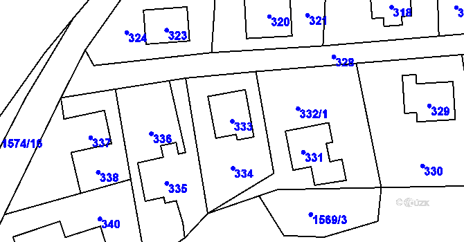 Parcela st. 333 v KÚ Jablůnka, Katastrální mapa