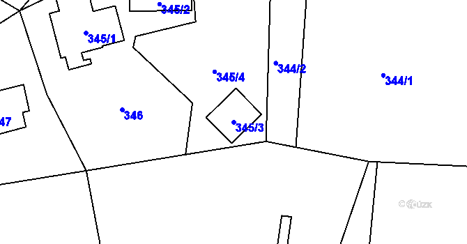 Parcela st. 345/3 v KÚ Jablůnka, Katastrální mapa