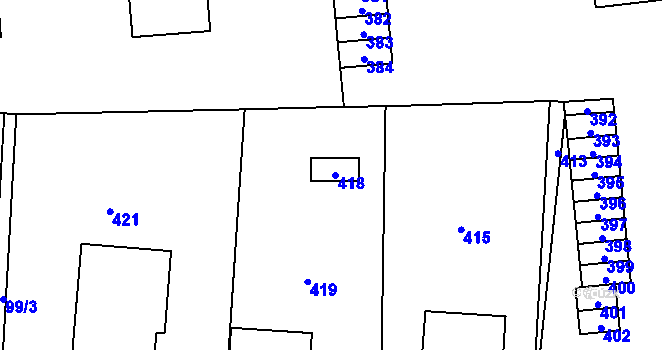 Parcela st. 418 v KÚ Jablůnka, Katastrální mapa