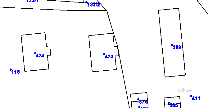 Parcela st. 423 v KÚ Jablůnka, Katastrální mapa