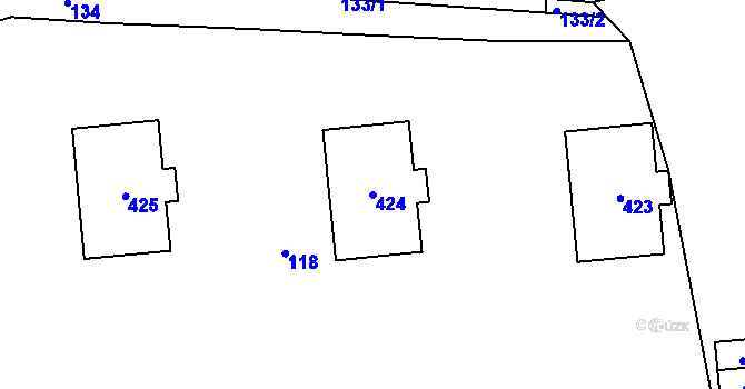 Parcela st. 424 v KÚ Jablůnka, Katastrální mapa