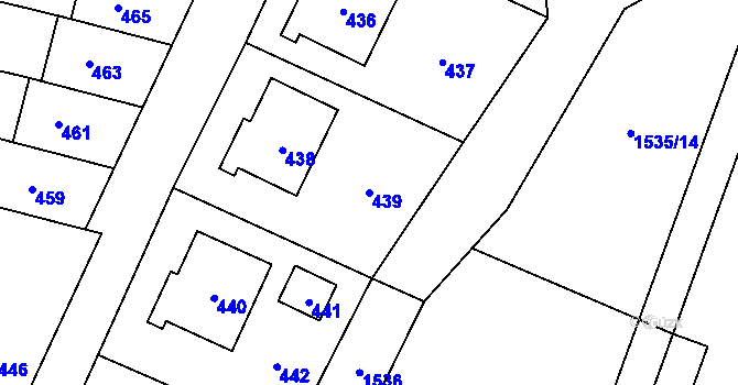 Parcela st. 439 v KÚ Jablůnka, Katastrální mapa