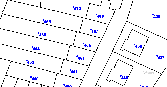 Parcela st. 465 v KÚ Jablůnka, Katastrální mapa