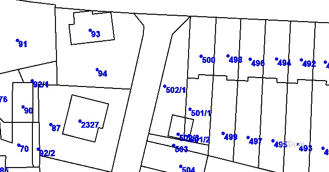 Parcela st. 502/1 v KÚ Jablůnka, Katastrální mapa