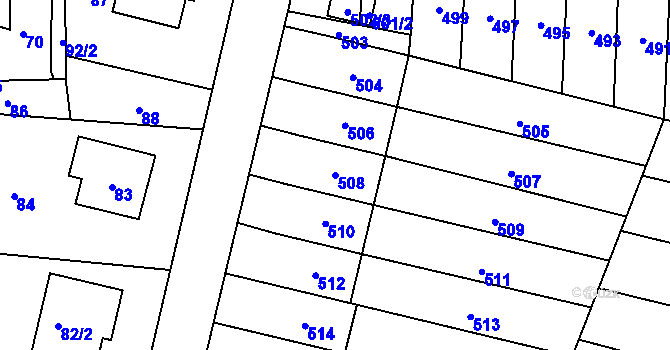 Parcela st. 508 v KÚ Jablůnka, Katastrální mapa