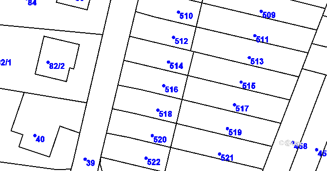 Parcela st. 516 v KÚ Jablůnka, Katastrální mapa