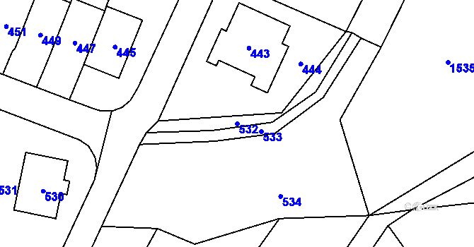 Parcela st. 532 v KÚ Jablůnka, Katastrální mapa