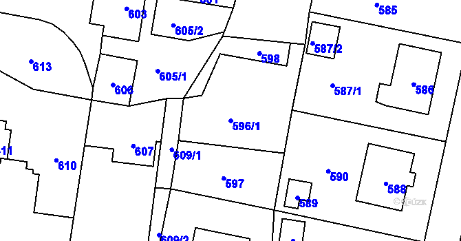 Parcela st. 596/1 v KÚ Jablůnka, Katastrální mapa