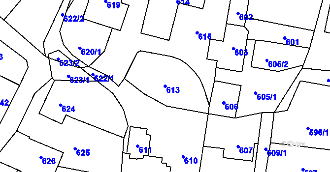 Parcela st. 613 v KÚ Jablůnka, Katastrální mapa
