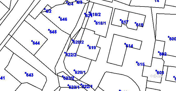 Parcela st. 619 v KÚ Jablůnka, Katastrální mapa