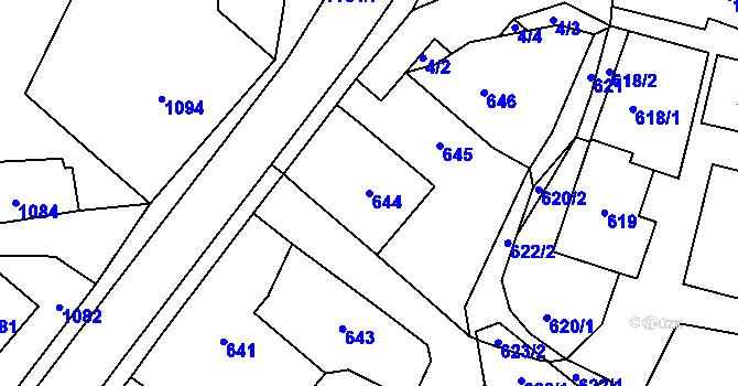 Parcela st. 644 v KÚ Jablůnka, Katastrální mapa