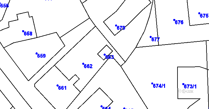Parcela st. 663 v KÚ Jablůnka, Katastrální mapa
