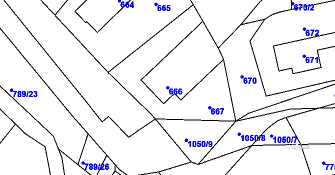 Parcela st. 666 v KÚ Jablůnka, Katastrální mapa