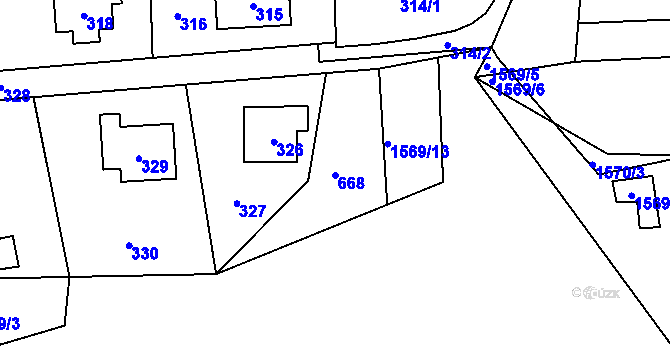 Parcela st. 668 v KÚ Jablůnka, Katastrální mapa