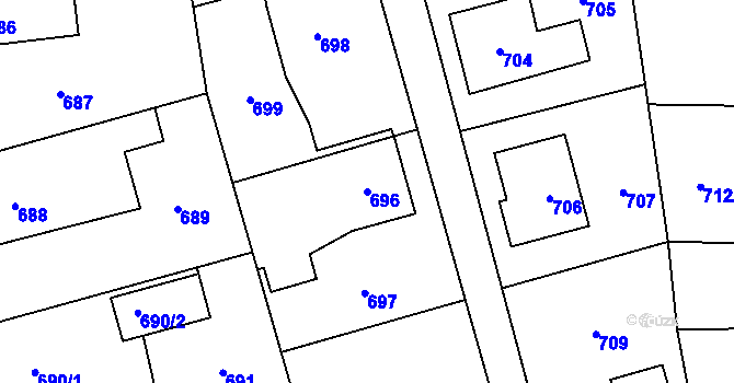 Parcela st. 696 v KÚ Jablůnka, Katastrální mapa