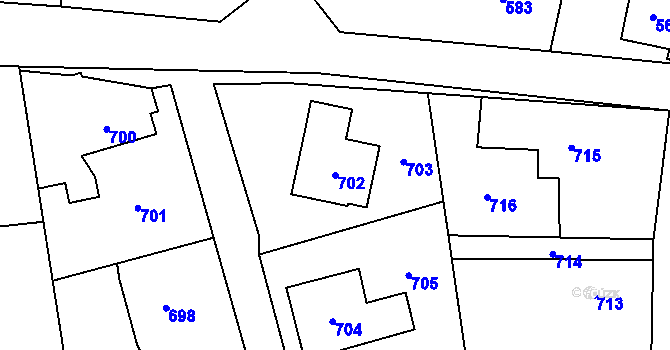 Parcela st. 702 v KÚ Jablůnka, Katastrální mapa
