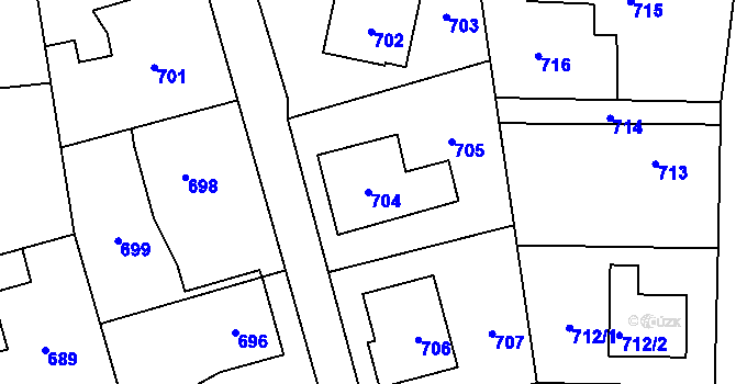 Parcela st. 704 v KÚ Jablůnka, Katastrální mapa