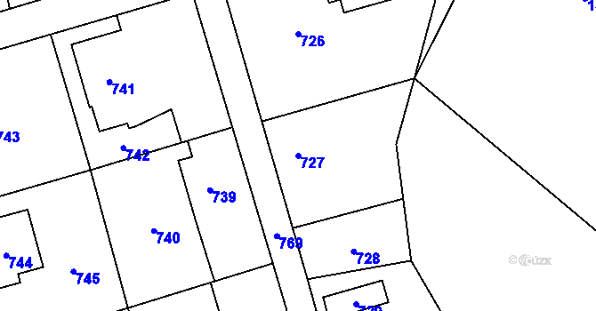 Parcela st. 727 v KÚ Jablůnka, Katastrální mapa