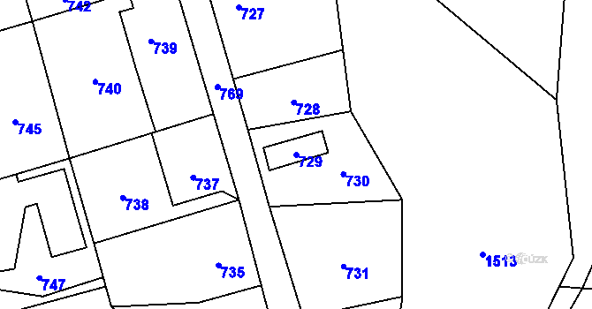 Parcela st. 729 v KÚ Jablůnka, Katastrální mapa