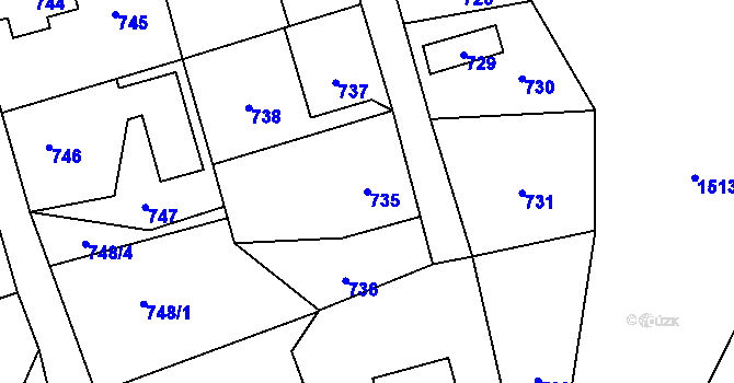 Parcela st. 735 v KÚ Jablůnka, Katastrální mapa