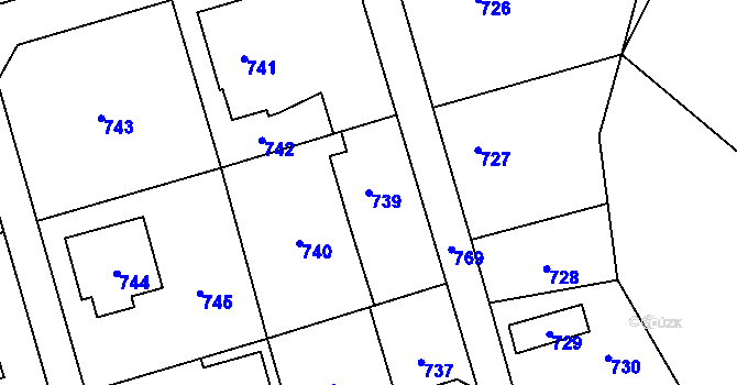 Parcela st. 739 v KÚ Jablůnka, Katastrální mapa