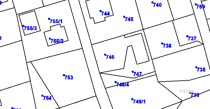 Parcela st. 746 v KÚ Jablůnka, Katastrální mapa