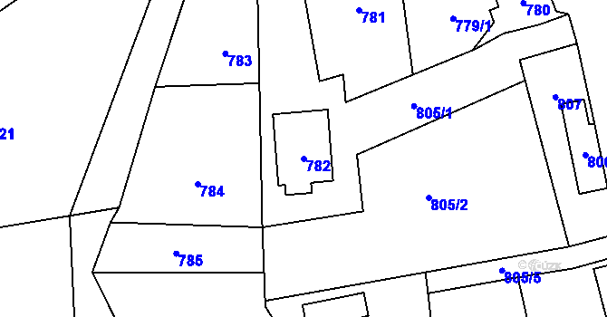 Parcela st. 782 v KÚ Jablůnka, Katastrální mapa