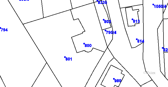 Parcela st. 800 v KÚ Jablůnka, Katastrální mapa