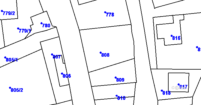 Parcela st. 808 v KÚ Jablůnka, Katastrální mapa