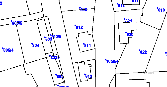 Parcela st. 811 v KÚ Jablůnka, Katastrální mapa