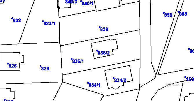 Parcela st. 836/2 v KÚ Jablůnka, Katastrální mapa