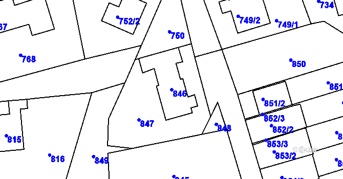 Parcela st. 846 v KÚ Jablůnka, Katastrální mapa