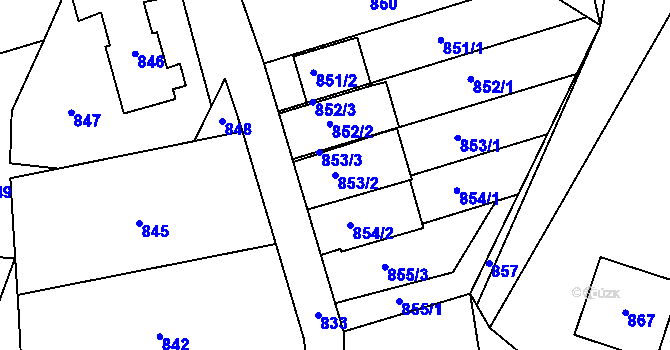 Parcela st. 853/2 v KÚ Jablůnka, Katastrální mapa
