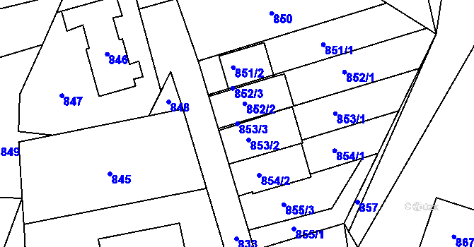 Parcela st. 853/3 v KÚ Jablůnka, Katastrální mapa
