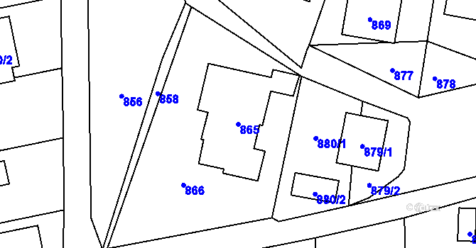 Parcela st. 865 v KÚ Jablůnka, Katastrální mapa
