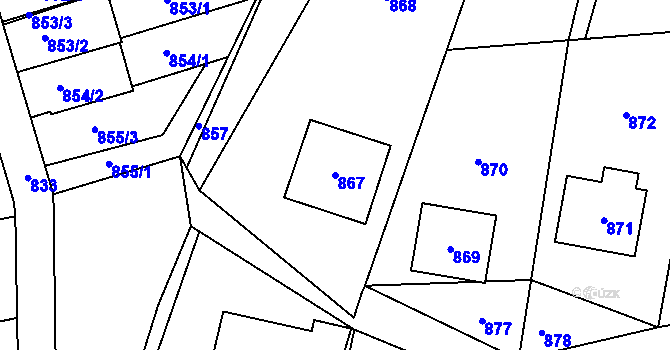 Parcela st. 867 v KÚ Jablůnka, Katastrální mapa