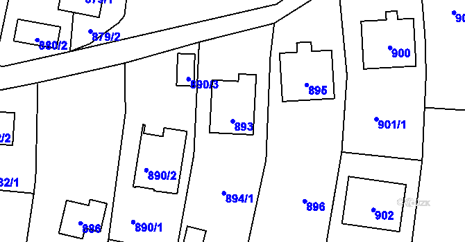 Parcela st. 893 v KÚ Jablůnka, Katastrální mapa