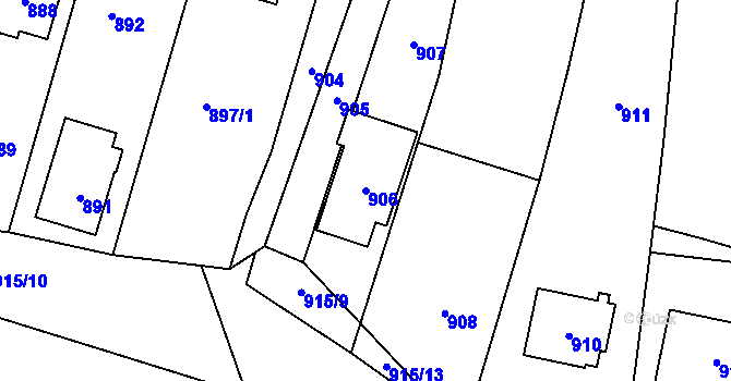 Parcela st. 906 v KÚ Jablůnka, Katastrální mapa