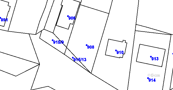 Parcela st. 908 v KÚ Jablůnka, Katastrální mapa