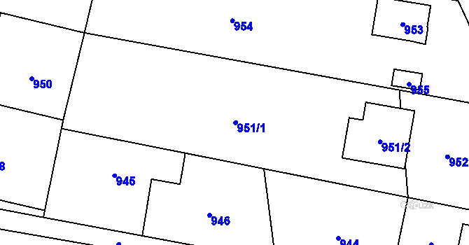 Parcela st. 951 v KÚ Jablůnka, Katastrální mapa