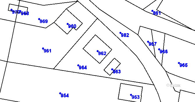 Parcela st. 962 v KÚ Jablůnka, Katastrální mapa
