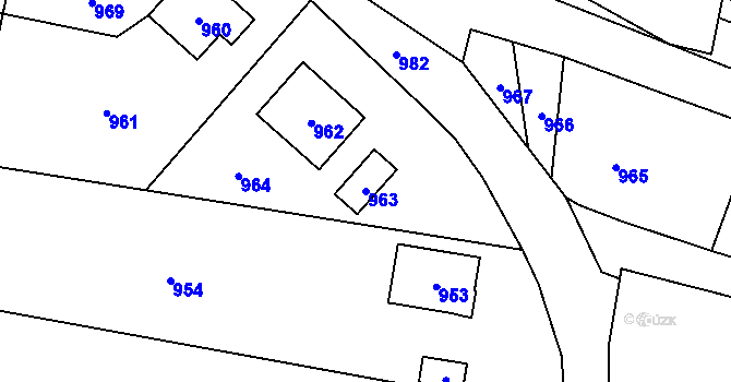Parcela st. 963 v KÚ Jablůnka, Katastrální mapa