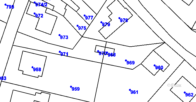 Parcela st. 970 v KÚ Jablůnka, Katastrální mapa