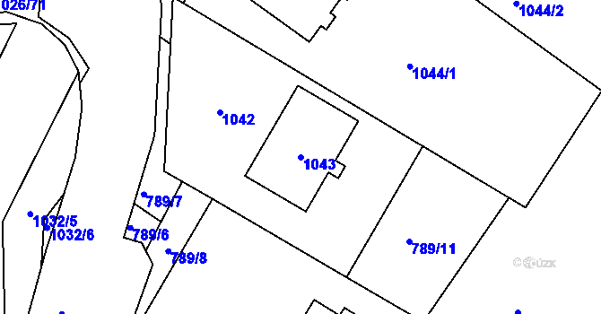 Parcela st. 1043 v KÚ Jablůnka, Katastrální mapa