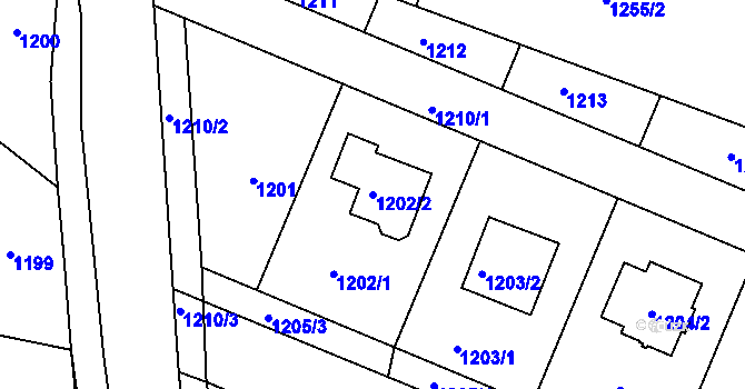 Parcela st. 1202/2 v KÚ Jablůnka, Katastrální mapa