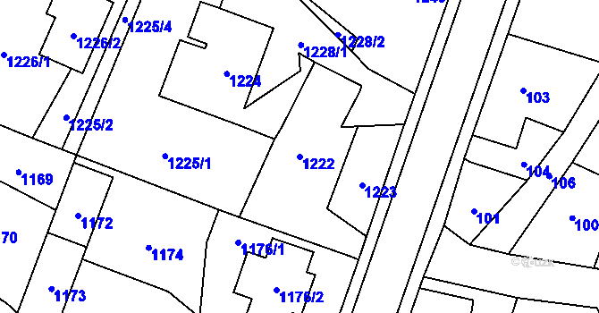 Parcela st. 1222 v KÚ Jablůnka, Katastrální mapa